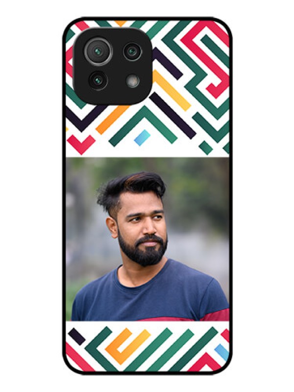 Custom Xiaomi Mi 11 Lite Personalized Glass Phone Case - Colorful Maze Pattern Design