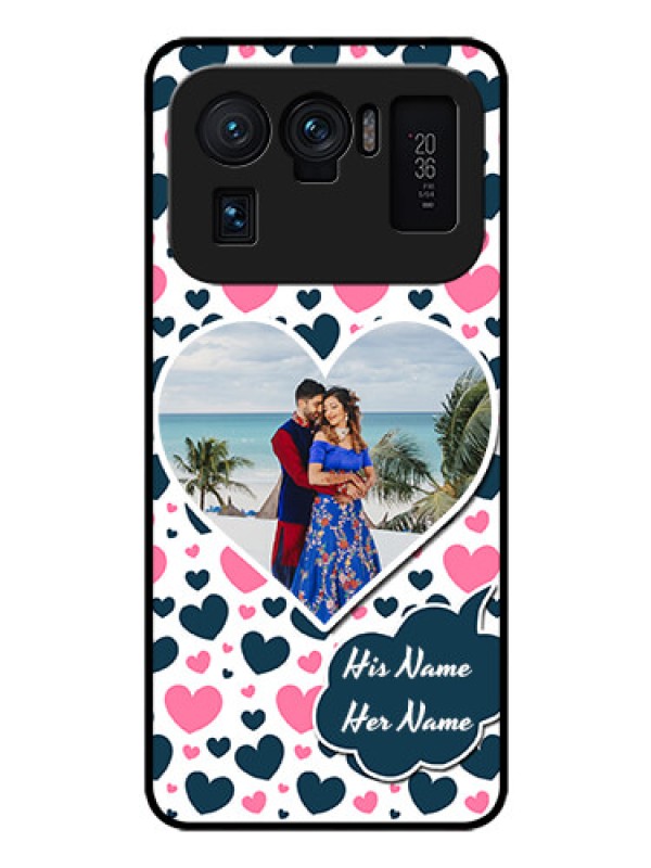 Custom Mi 11 Ultra 5G Custom Glass Phone Case - Pink & Blue Heart Design