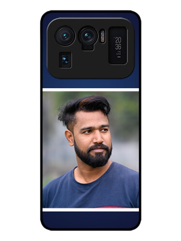 Custom Mi 11 Ultra 5G Personalized Glass Phone Case - Simple Royal Blue Design