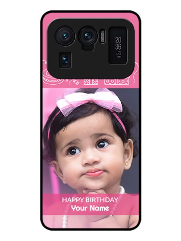 Custom Mi 11 Ultra 5G Photo Printing on Glass Case - with Birthday Line Art Design