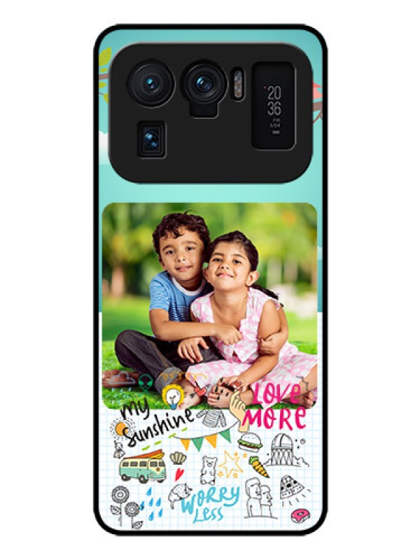Custom Mi 11 Ultra 5G Photo Printing on Glass Case - Doodle love Design