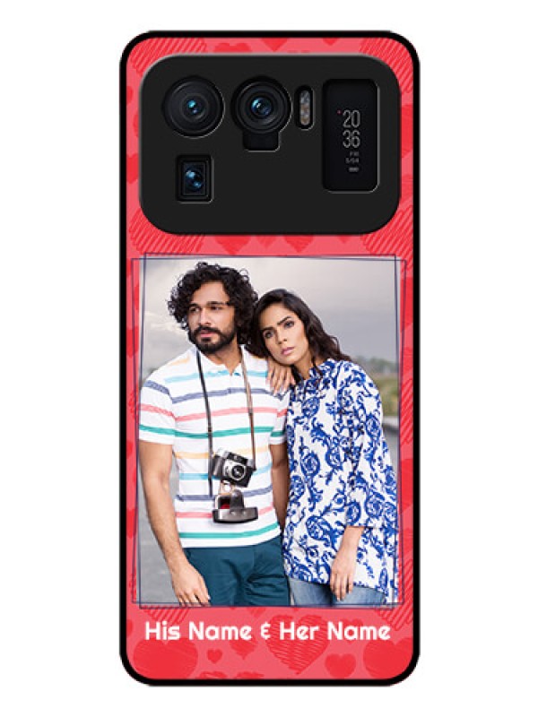 Custom Mi 11 Ultra 5G Photo Printing on Glass Case - with Red Heart Symbols Design