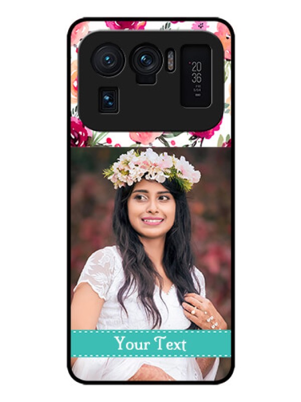 Custom Mi 11 Ultra 5G Custom Glass Phone Case - Watercolor Floral Design