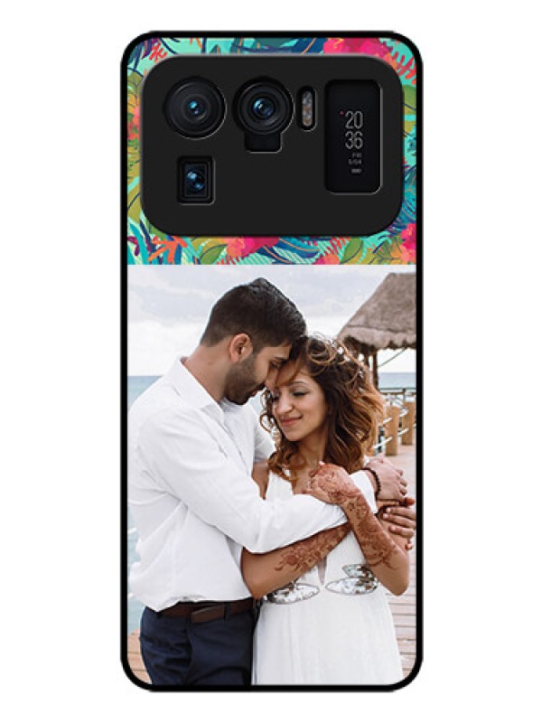 Custom Mi 11 Ultra 5G Photo Printing on Glass Case - Watercolor Floral Design