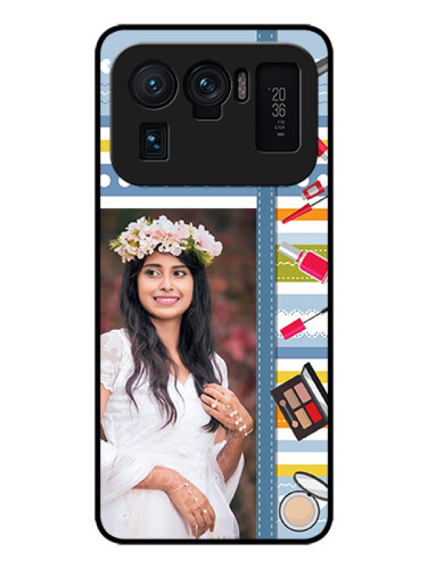 Custom Mi 11 Ultra 5G Personalized Glass Phone Case - Makeup Icons Design