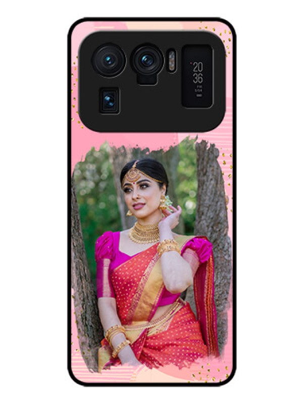 Custom Mi 11 Ultra 5G Personalized Glass Phone Case - Gold Glitter Splash Design