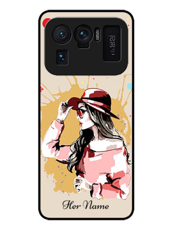 Custom Xiaomi Mi 11 Ultra 5G Photo Printing on Glass Case - Women with pink hat Design