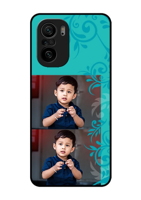 Mi 11x 5G Personalized Glass Phone Case - with Photo and Green Floral Design 