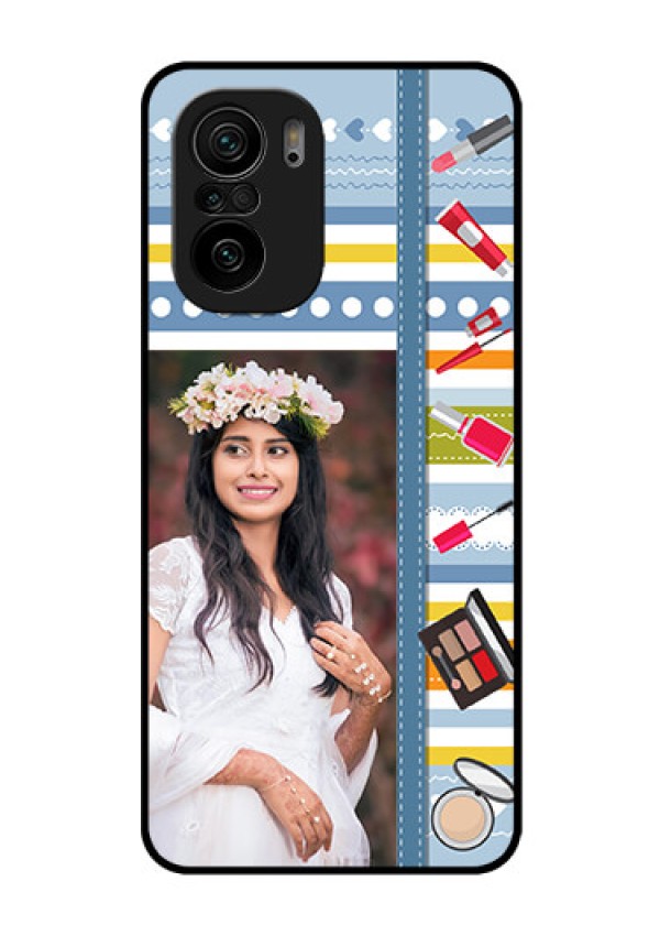 Mi 11x 5G Personalized Glass Phone Case - Makeup Icons Design