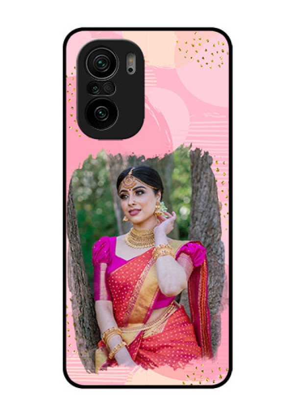 Mi 11x 5G Personalized Glass Phone Case - Gold Glitter Splash Design