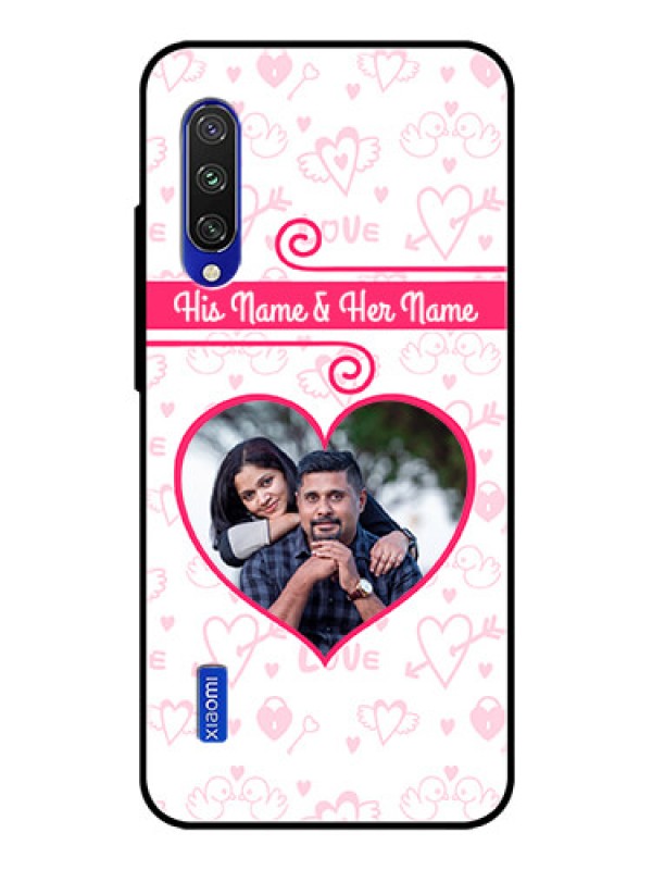 Custom Xiaomi Mi A3 Personalized Glass Phone Case  - Heart Shape Love Design