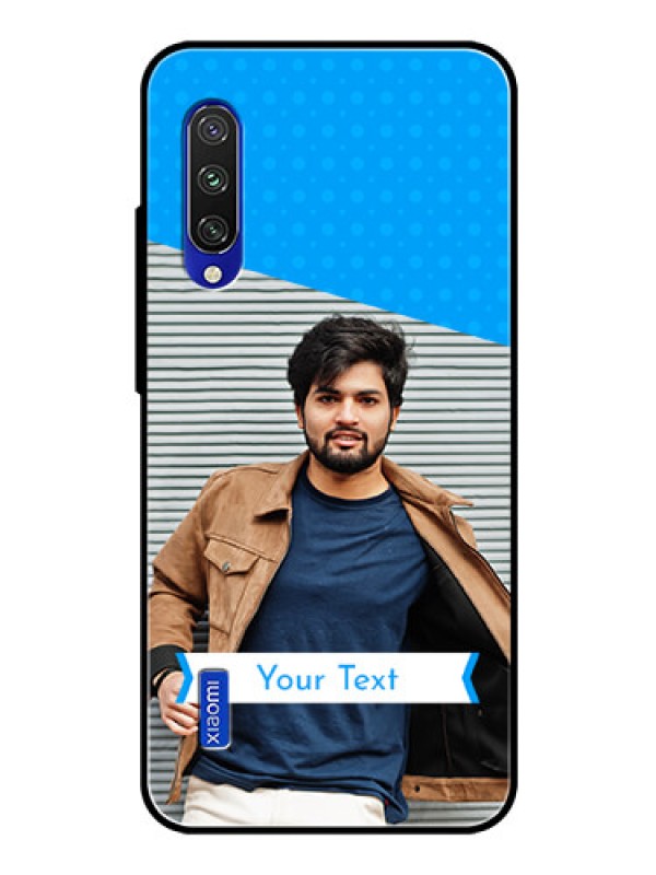 Custom Xiaomi Mi A3 Photo Printing on Glass Case  - Simple Blue Color Design