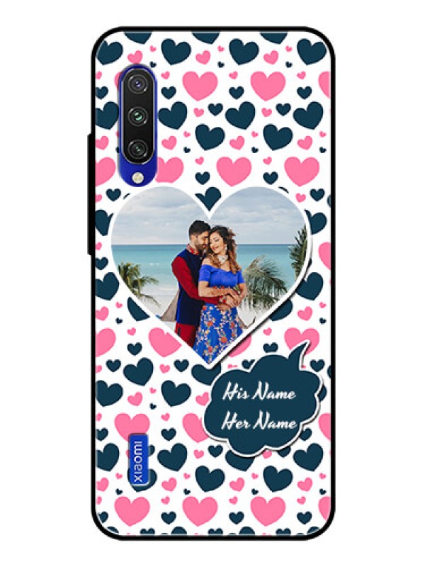 Custom Xiaomi Mi A3 Custom Glass Phone Case  - Pink & Blue Heart Design