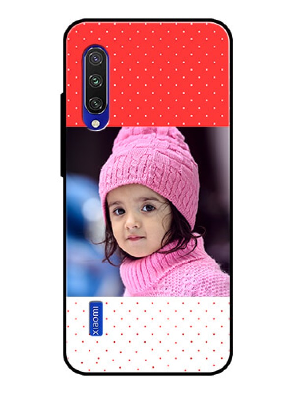 Custom Xiaomi Mi A3 Photo Printing on Glass Case  - Red Pattern Design