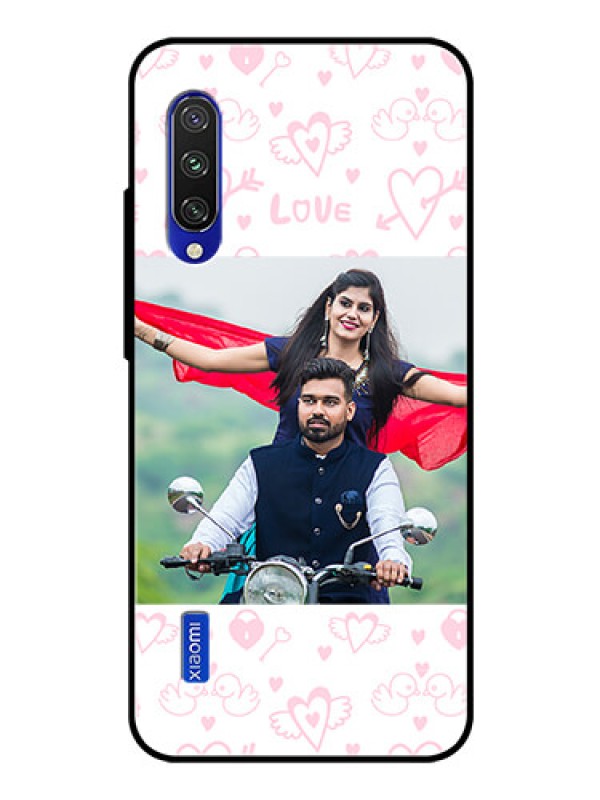 Custom Xiaomi Mi A3 Custom Glass Mobile Case  - Pink Flying Heart Design