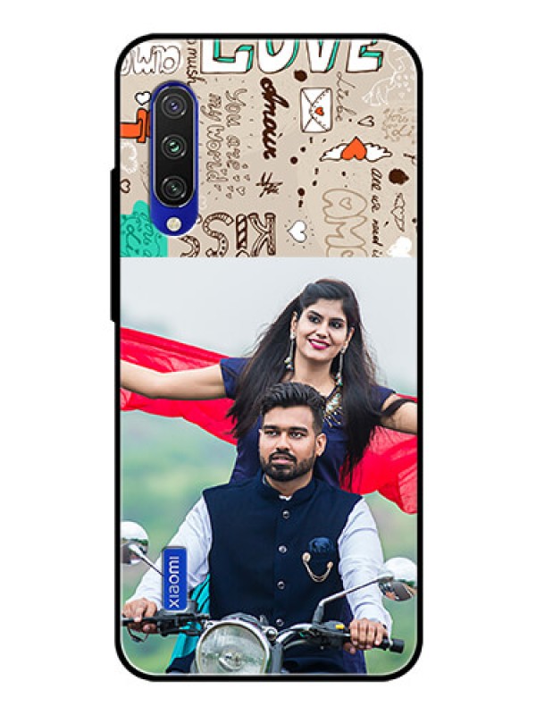 Custom Xiaomi Mi A3 Custom Glass Phone Case  - Love Doodle Pattern 