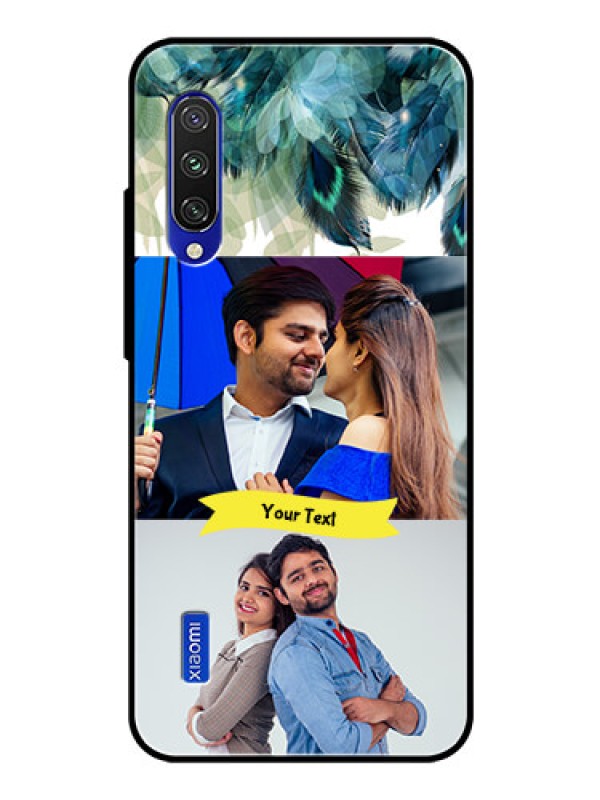 Custom Xiaomi Mi A3 Personalized Glass Phone Case  - Image with Boho Peacock Feather Design