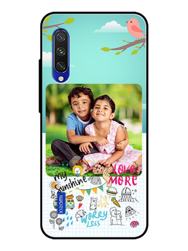 Custom Xiaomi Mi A3 Photo Printing on Glass Case  - Doodle love Design