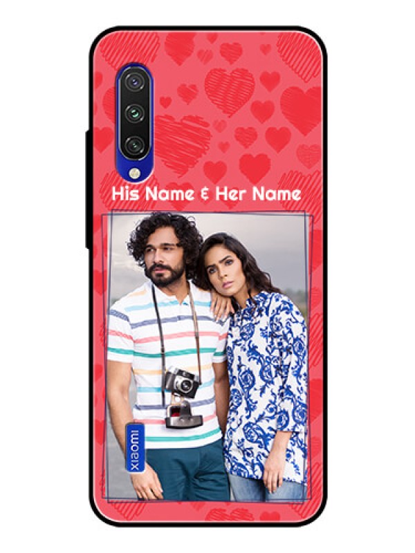 Custom Xiaomi Mi A3 Photo Printing on Glass Case  - with Red Heart Symbols Design