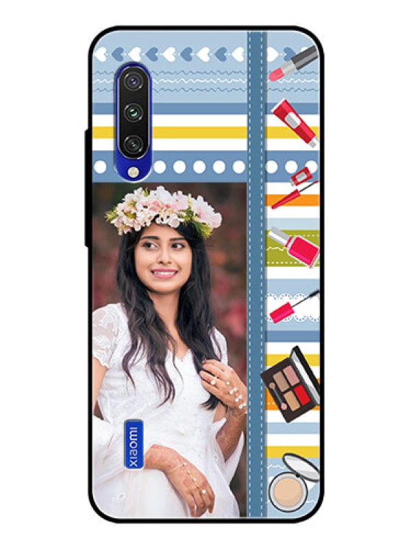 Custom Xiaomi Mi A3 Personalized Glass Phone Case  - Makeup Icons Design