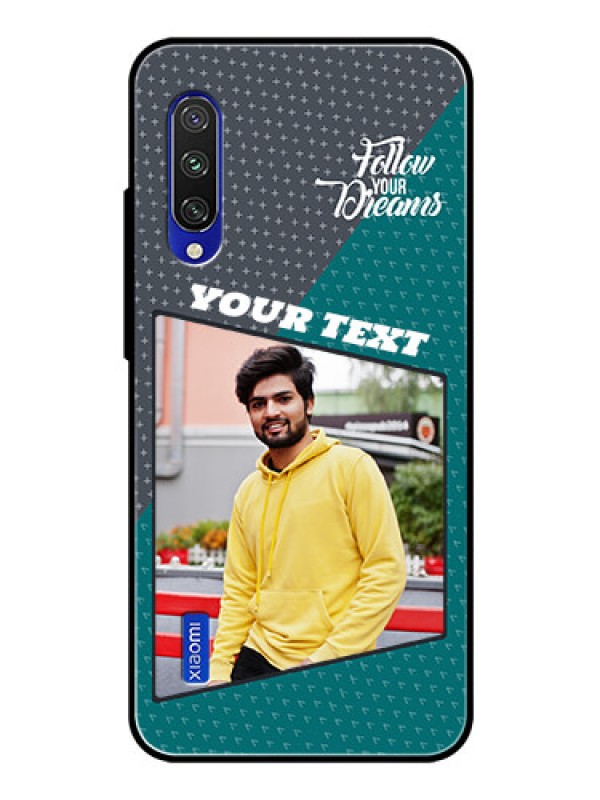 Custom Xiaomi Mi A3 Personalized Glass Phone Case  - Background Pattern Design with Quote