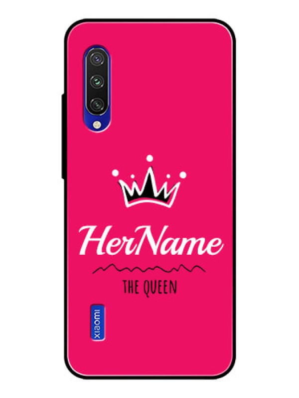 Custom Mi A3 Glass Phone Case Queen with Name