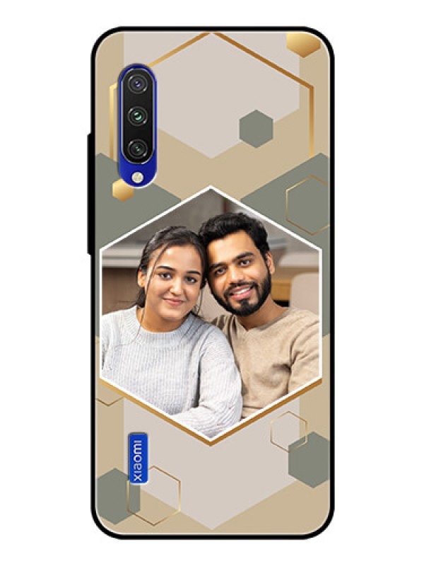 Custom Xiaomi Mi A3 Photo Printing on Glass Case - Stylish Hexagon Pattern Design