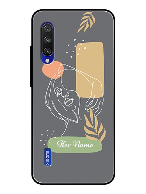 Custom Xiaomi Mi A3 Custom Glass Phone Case - Gazing Woman line art Design
