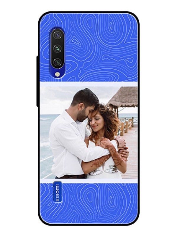 Custom Xiaomi Mi A3 Custom Glass Mobile Case - Curved line art with blue and white Design
