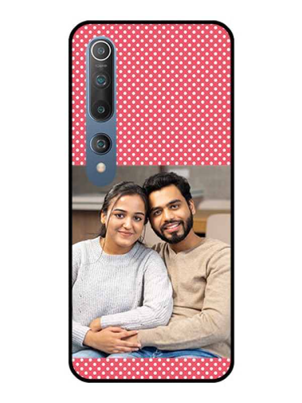 Custom Mi 10 Custom Glass Phone Case  - White Dotted Design