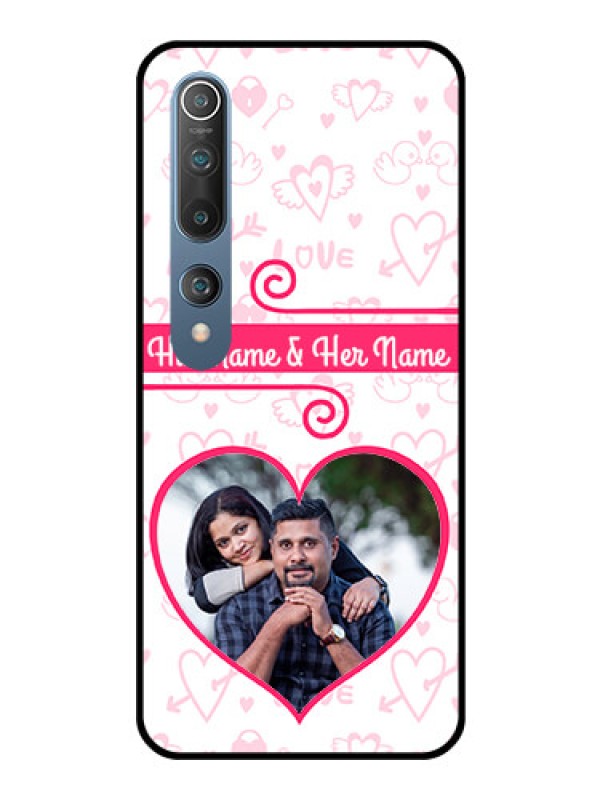 Custom Mi 10 Personalized Glass Phone Case  - Heart Shape Love Design