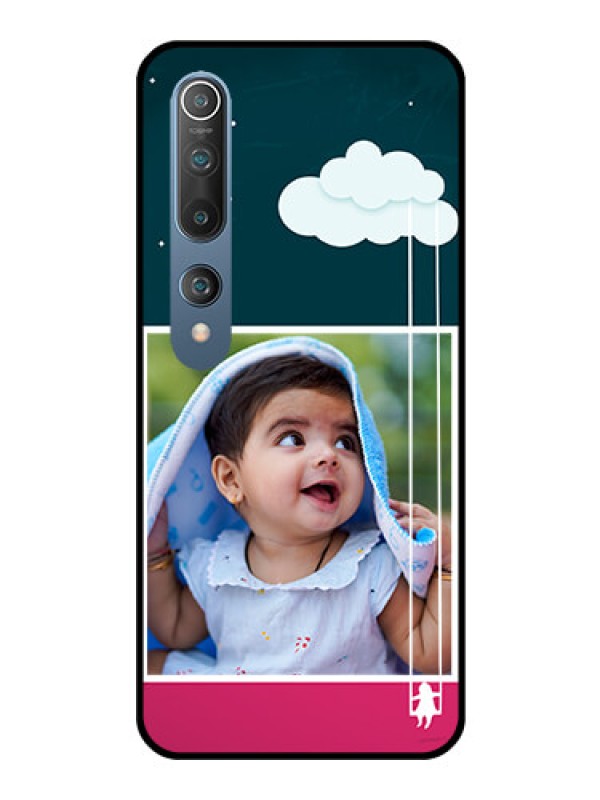 Custom Mi 10 Custom Glass Phone Case  - Cute Girl with Cloud Design
