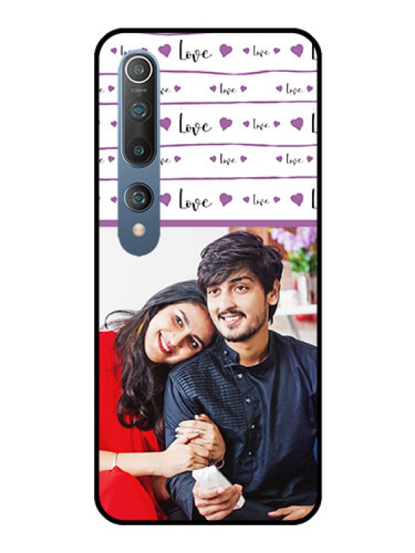 Custom Mi 10 Custom Glass Mobile Case  - Couples Heart Design