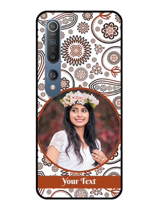 Custom Mi 10 Custom Glass Mobile Case  - Abstract Floral Design 