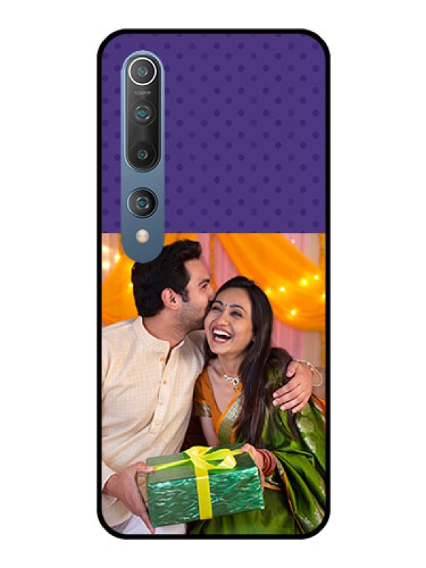 Custom Mi 10 Personalized Glass Phone Case  - Violet Pattern Design