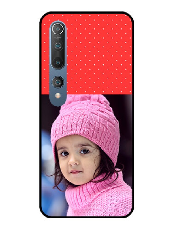 Custom Mi 10 Photo Printing on Glass Case  - Red Pattern Design