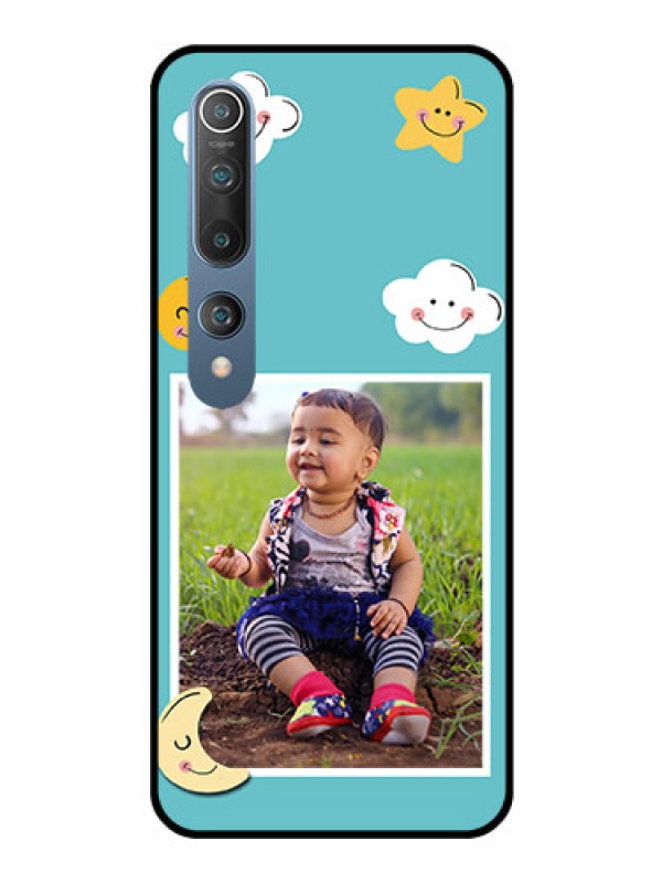 Custom Mi 10 Personalized Glass Phone Case  - Smiley Kids Stars Design