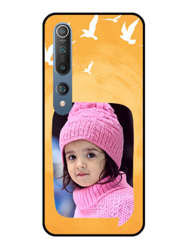 Custom Mi 10 Personalized Glass Phone Case  - Water Color Design with Bird Icons