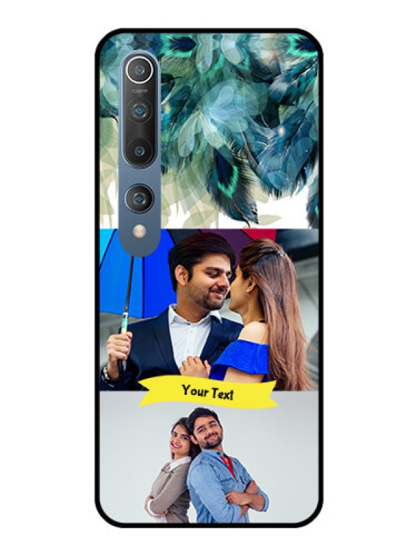 Custom Mi 10 Personalized Glass Phone Case  - Image with Boho Peacock Feather Design