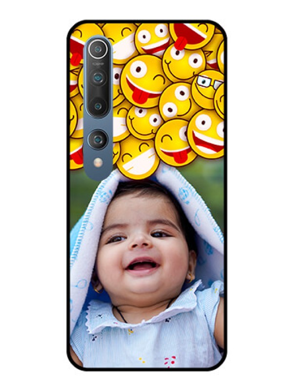 Custom Mi 10 Custom Glass Mobile Case  - with Smiley Emoji Design