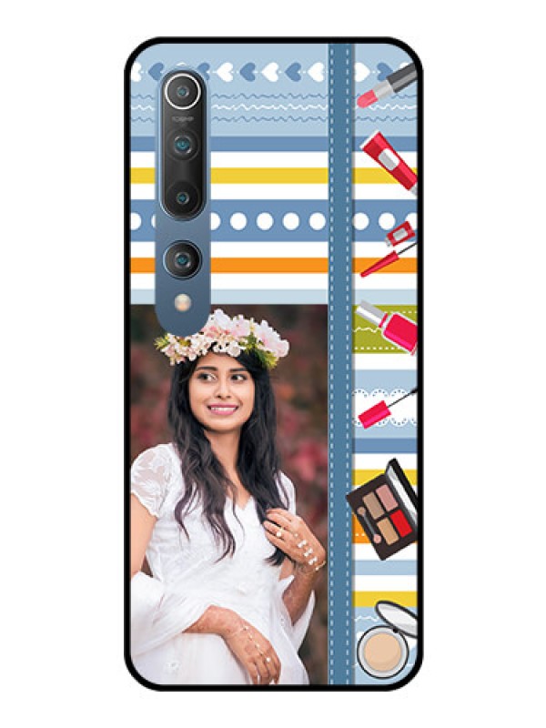 Custom Mi 10 Personalized Glass Phone Case  - Makeup Icons Design