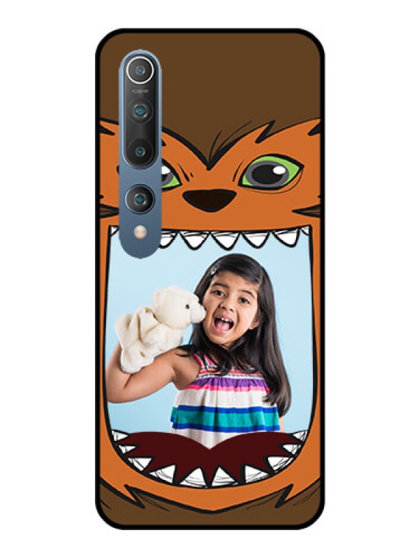 Custom Mi 10 Photo Printing on Glass Case  - Owl Monster Back Case Design
