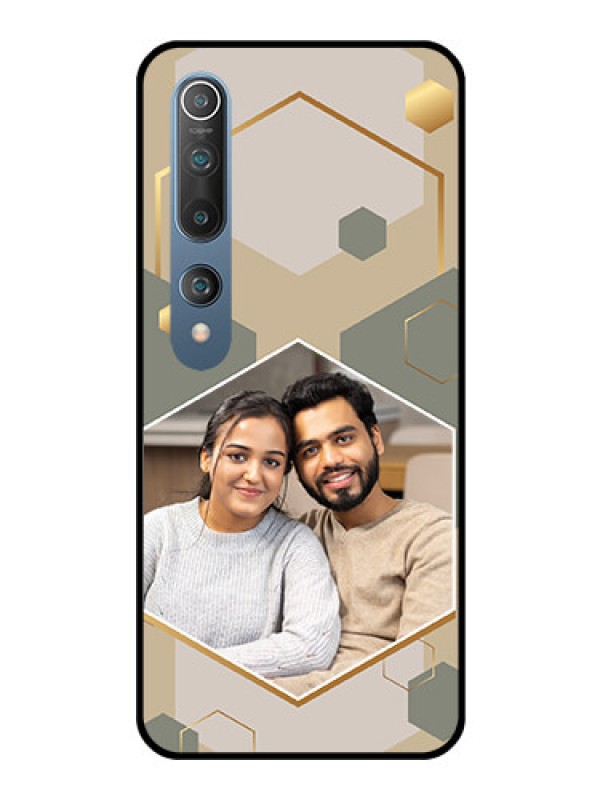 Custom Xiaomi Redmi 10 5G Photo Printing on Glass Case - Stylish Hexagon Pattern Design