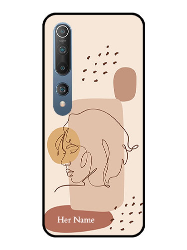 Custom Xiaomi Redmi 10 5G Photo Printing on Glass Case - Calm Woman line art Design