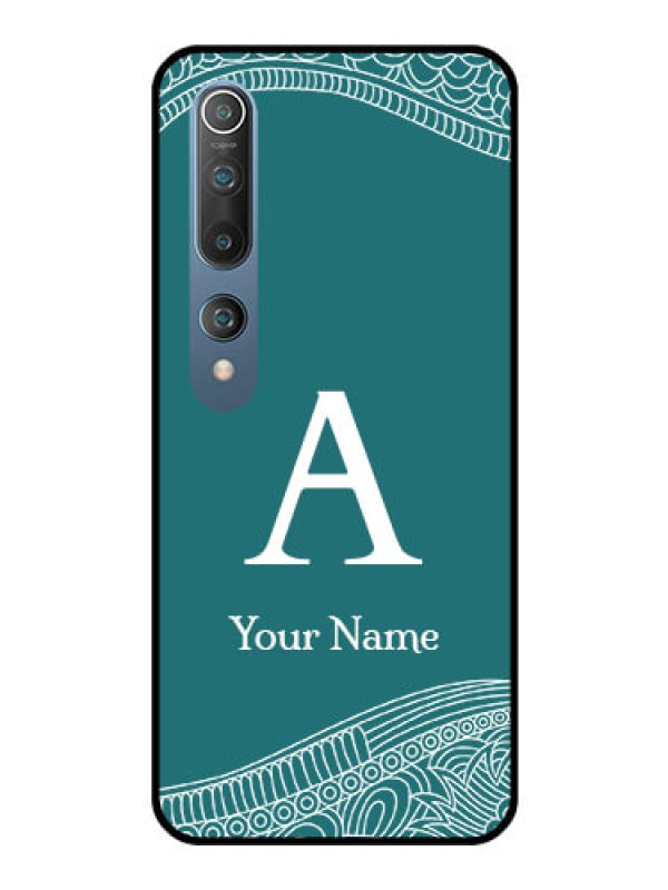 Custom Xiaomi Redmi 10 5G Personalized Glass Phone Case - line art pattern with custom name Design
