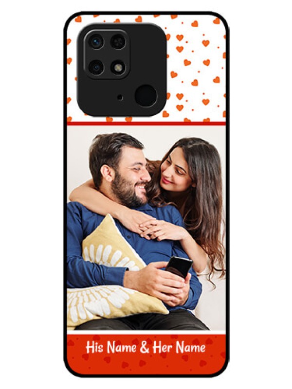 Custom Redmi 10  Power Custom Glass Phone Case - Orange Love Symbol Design