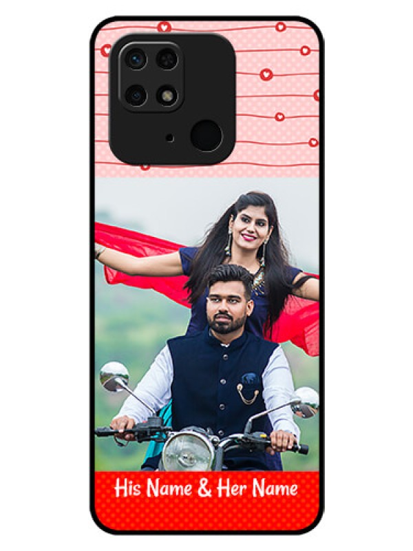 Custom Redmi 10  Power Personalized Glass Phone Case - Red Pattern Case Design