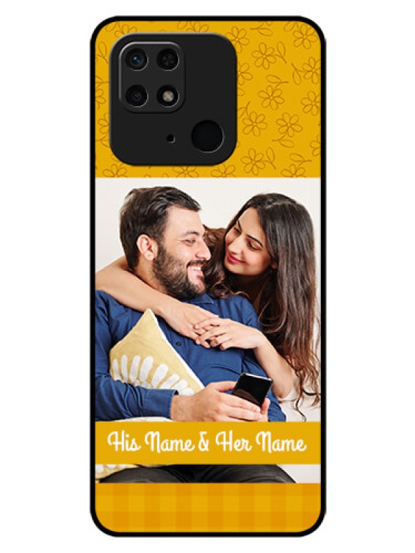 Custom Redmi 10  Power Custom Glass Mobile Case - Yellow Floral Design
