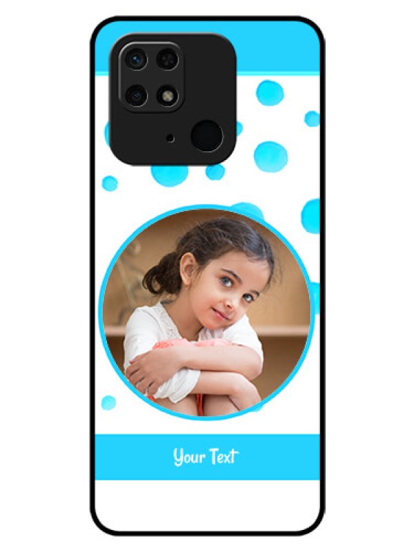 Custom Redmi 10  Power Photo Printing on Glass Case - Blue Bubbles Pattern Design