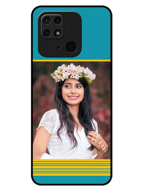 Custom Redmi 10  Power Custom Glass Phone Case - Yellow & Blue Design